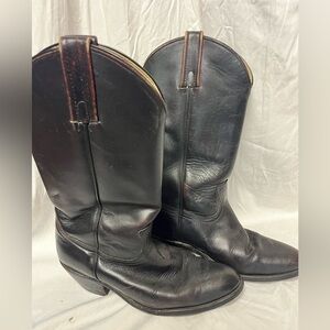 Classic Black Leather Cowboy Boots 10.5 D made in usa unlabeled